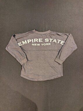 Empire State NYC Cropped Longsleeve Mens S Grey Y2K Grunge Streetwear Graphic T